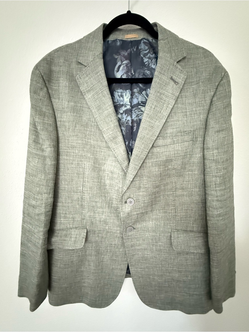JOE Joseph Abboud Blazer 44S Green Linen Nova Fides Italian Fabric Floral Lining